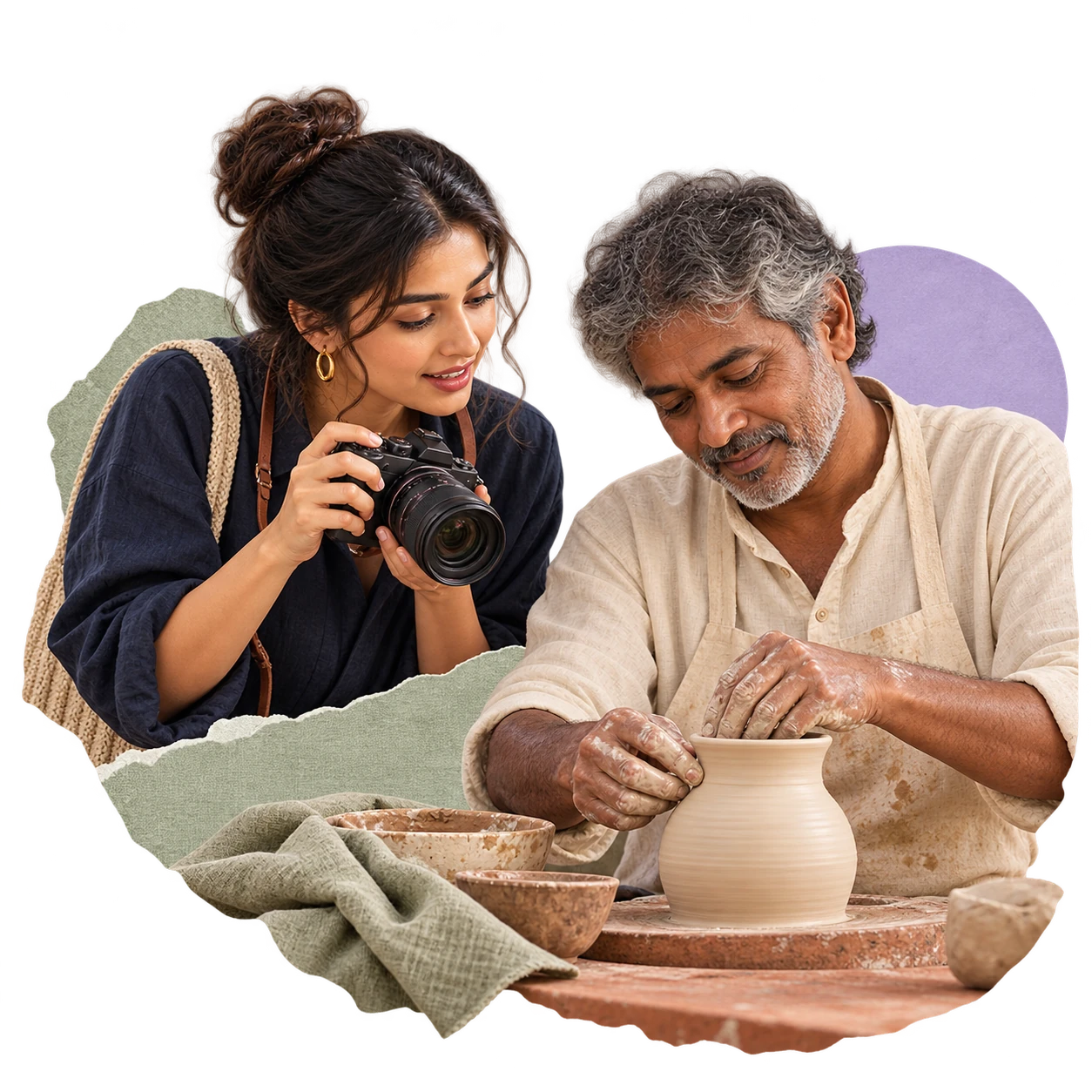 A travel and culture creator documenting a ceramic artisan at work.